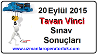 20 Eylül 2015 Tavan Vinci Belgesi Sınav Sonuçları