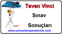 26 Temmuz 2015 Tavan Vinci Operatörlük Belgesi Sınav Sonuçları