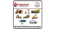 28 Ocak 2018 İş Makinası, Forklift, Mobil Vinç, Tavan Vinci, Platform, Beko Loder, Ekskavatör, Loder, Oto Kurtarıcı Operatörlük Belgesi Operatörlük Sınav Sonuçları